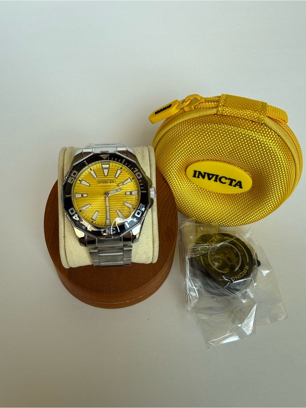 Invicta Pro Diver Rowan Yellow Dial Stainless Steel Watch + Case